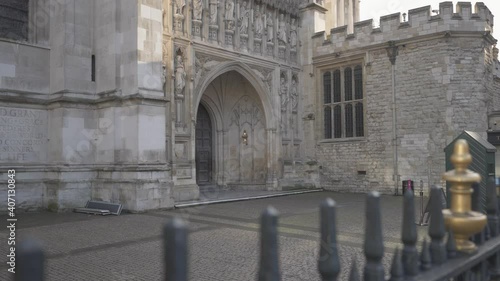 Coronavirus Outbreak. Westminster Abbey with the West door closed during lockdown photo