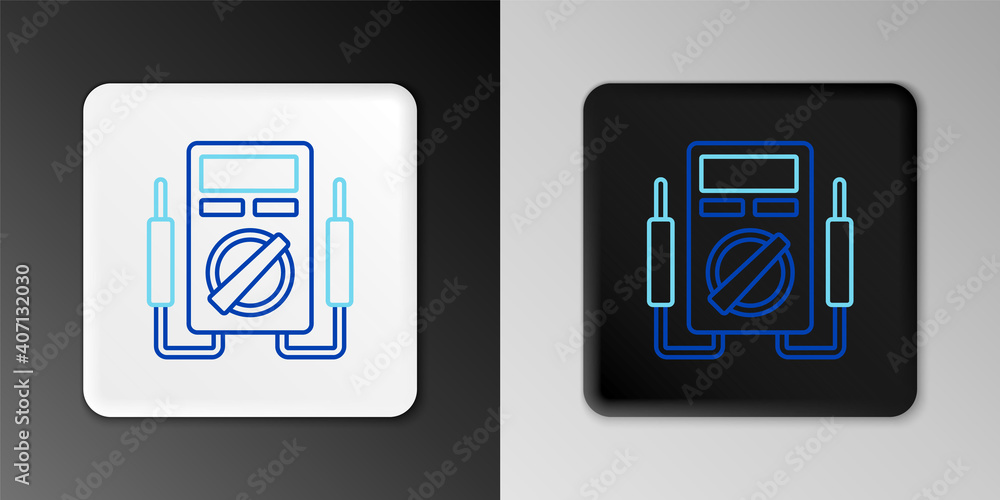 Line Ampere meter, multimeter, voltmeter icon isolated on grey background. Instruments for measurement of electric current. Colorful outline concept. Vector. Line Ampere meter, multimeter, voltmeter icon isolated on grey background. Instruments for measurement of electric current. Colorful outline concept. Vector.