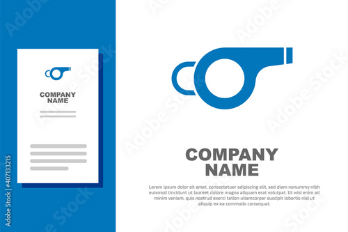 Blue Whistle icon isolated on white background. Referee symbol. Fitness and sport sign. Logo design template element. Vector.