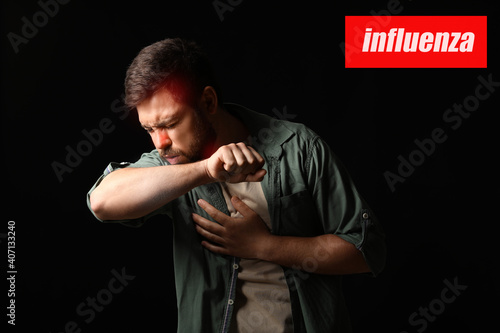 Coughing man ill with influ...