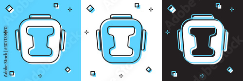 Set Boxing helmet icon isolated on blue and white, black background. Vector.