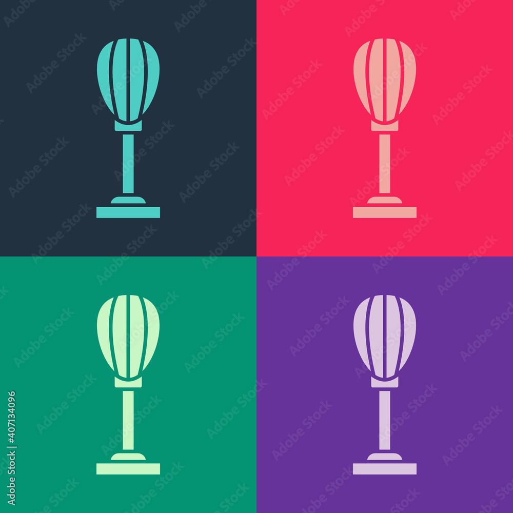 Pop art Punching bag icon isolated on color background. Vector. Pop art Punching bag icon isolated on color background. Vector.