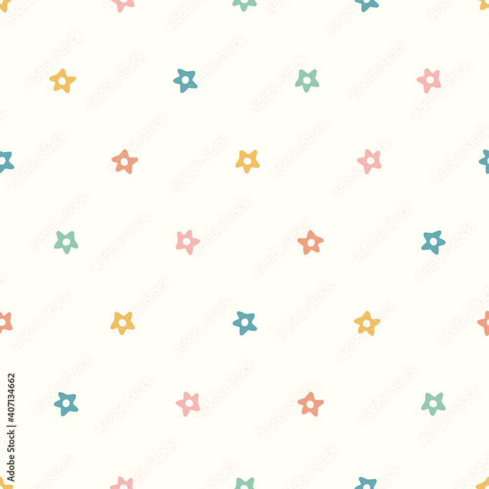 Star pattern design. Cute seamless repeat vector of small hand drawn stars.
