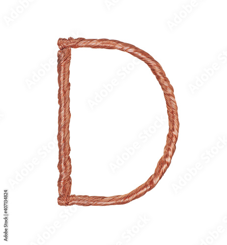 sign made of copper wire  isolated on white background