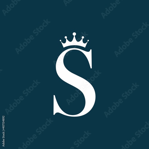 Blue white of S letter with crown logo template