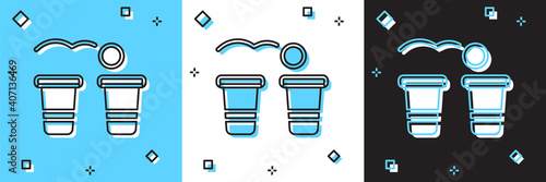 Set Beer pong game icon isolated on blue and white, black background. Alcohol party game. Vector.