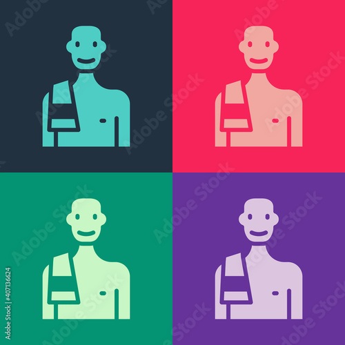 Pop art Man in the sauna icon isolated on color background. Vector.
