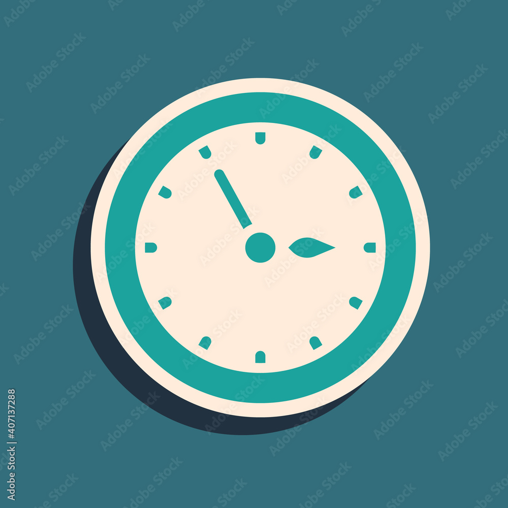 Green Sauna clock icon isolated on green background. Sauna timer. Long shadow style. Vector. Green Sauna clock icon isolated on green background. Sauna timer. Long shadow style. Vector.
