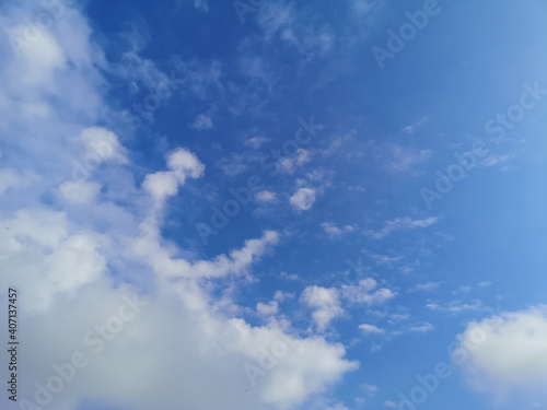 Altostratus white clouds in the blue sky natural background beautiful nature environment space for write