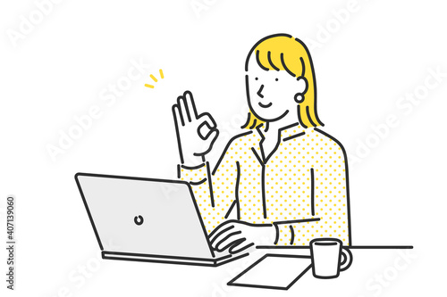 リモートワークで仕事をするビジネスパーソンのイラスト素材