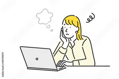 リモートワークで仕事をするビジネスパーソンのイラスト素材
