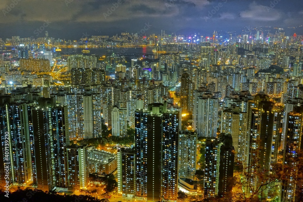 Obraz premium Hong Kong night view cyberpunk urban city