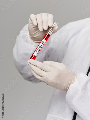 Laboratory analyzes diagnostics research technology microbiology Gray background