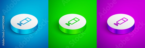 Isometric line Punching bag icon isolated on blue,green and purple background. White circle button. Vector.