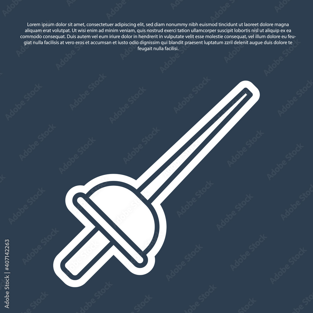 Blue line Fencing icon isolated on blue background. Sport equipment. Vector. Blue line Fencing icon isolated on blue background. Sport equipment. Vector.