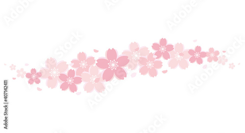 桜のウェーブ素材　桜吹雪　波　あしらい　Cherry blossoms Wave