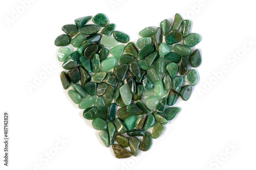 Vászonkép Macrophoto of natural mineral rock specimen - tumbled green aventurine gemstone