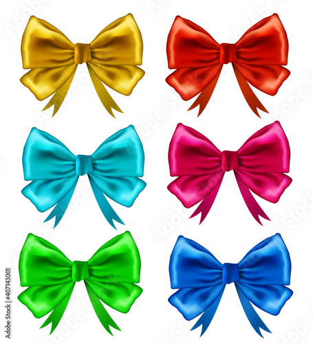 Vector set of colorful gift bows isolated on white