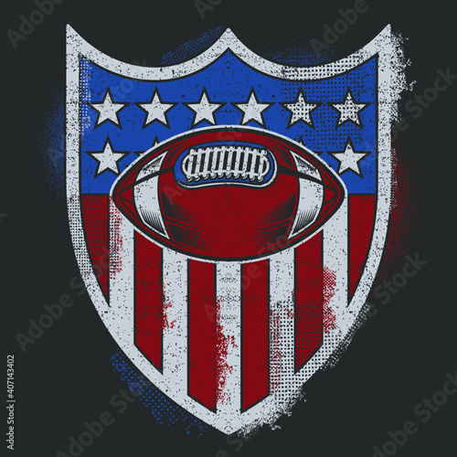 shield with american flag and ball