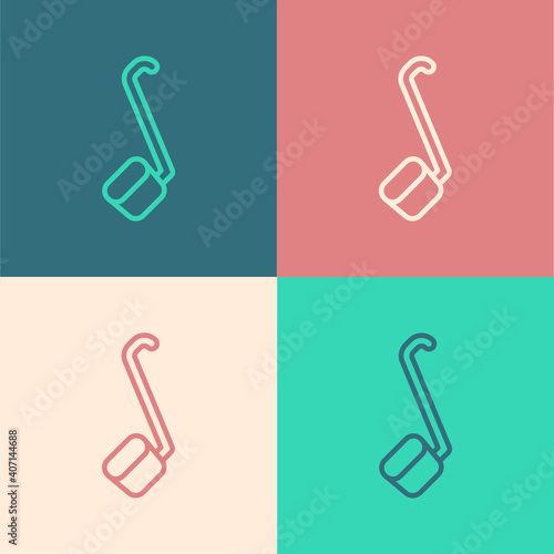 Pop art line Sauna ladle icon isolated on color background. Vector.