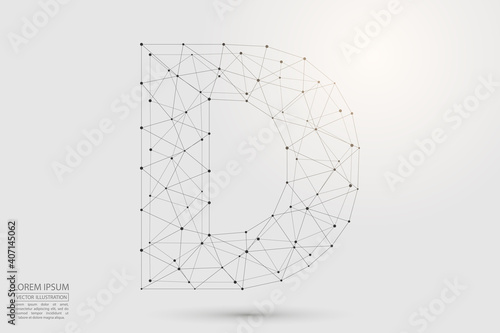 English letters abstract font consists 3d of triangles, lines, dots and connections. Vector illustration EPS 10.