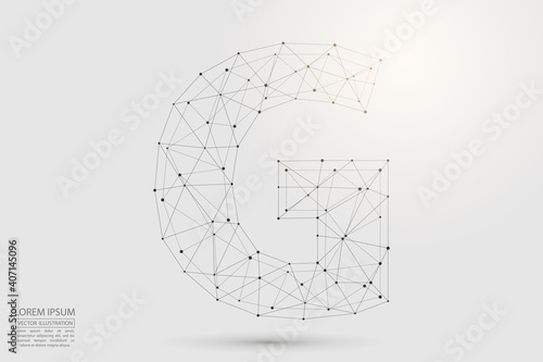 English letters abstract font consists 3d of triangles, lines, dots and connections. Vector illustration EPS 10.