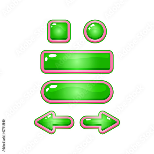 Set of 2d funny pink jelly casual game ui button icon for gui asset elements vector illustration
