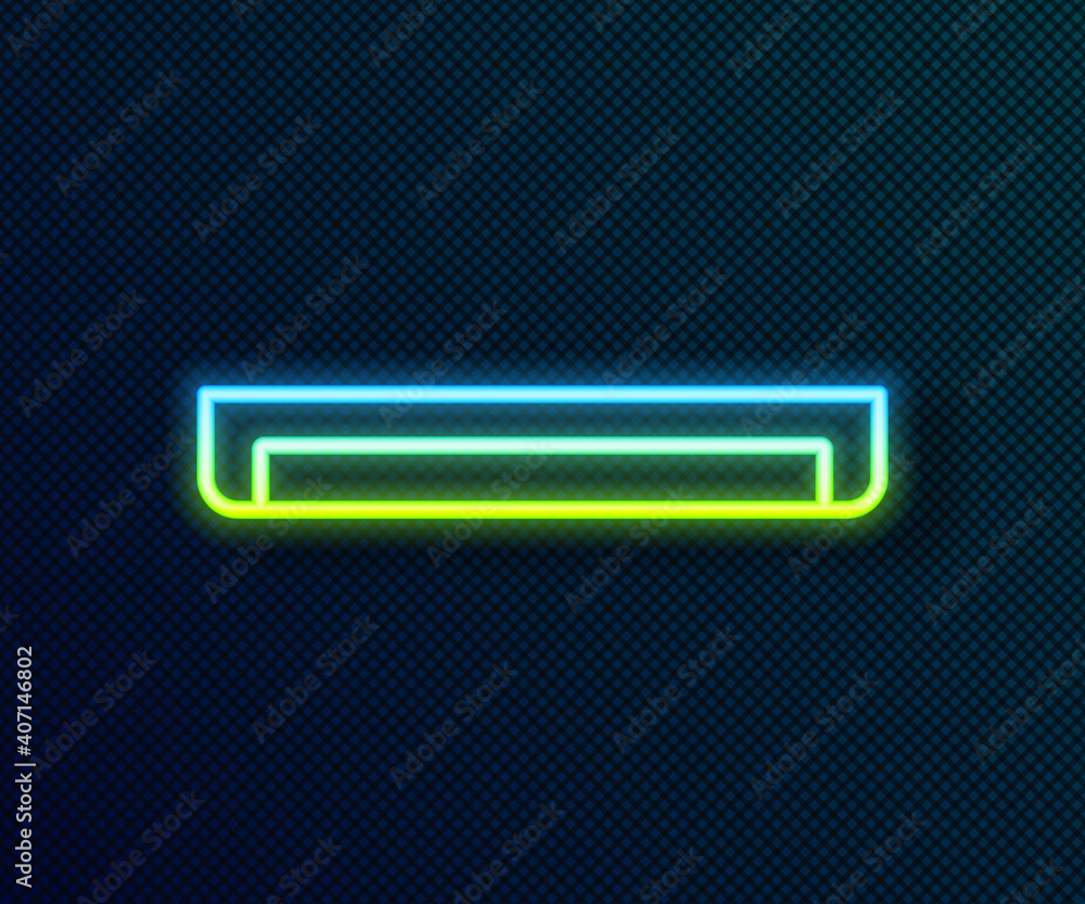 Glowing neon line Long luminescence fluorescent energy saving lamp icon isolated on black background. Vector. Glowing neon line Long luminescence fluorescent energy saving lamp icon isolated on black background. Vector.