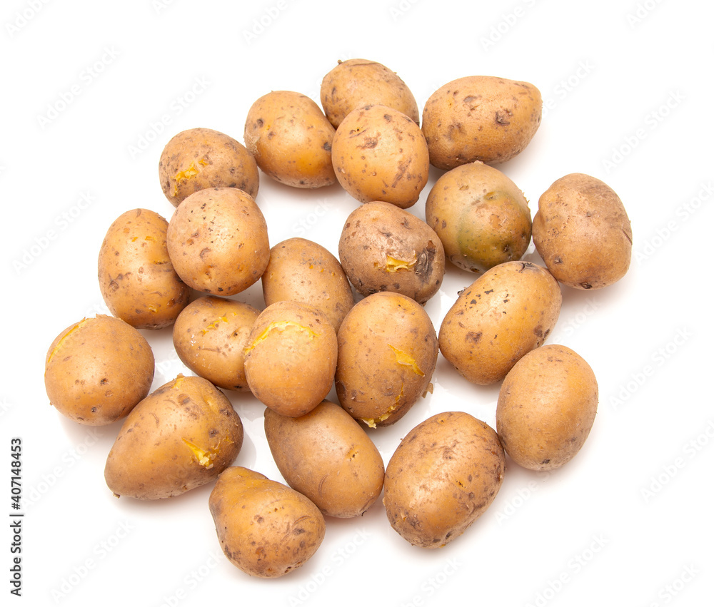 boiled potatoes on white background boiled potatoes on white background