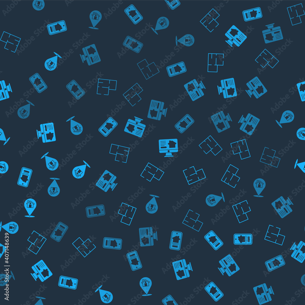 Set Online real estate house, House plan, and Location with on seamless pattern. Vector. Set Online real estate house, House plan, and Location with on seamless pattern. Vector.