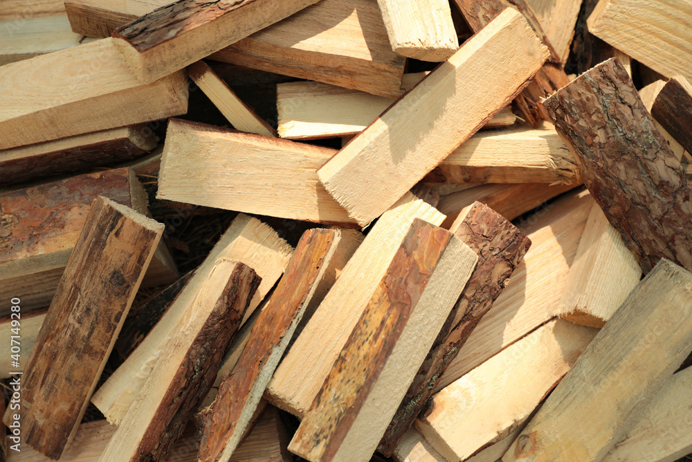Pile of cut firewood as background, top view Pile of cut firewood as background, top view