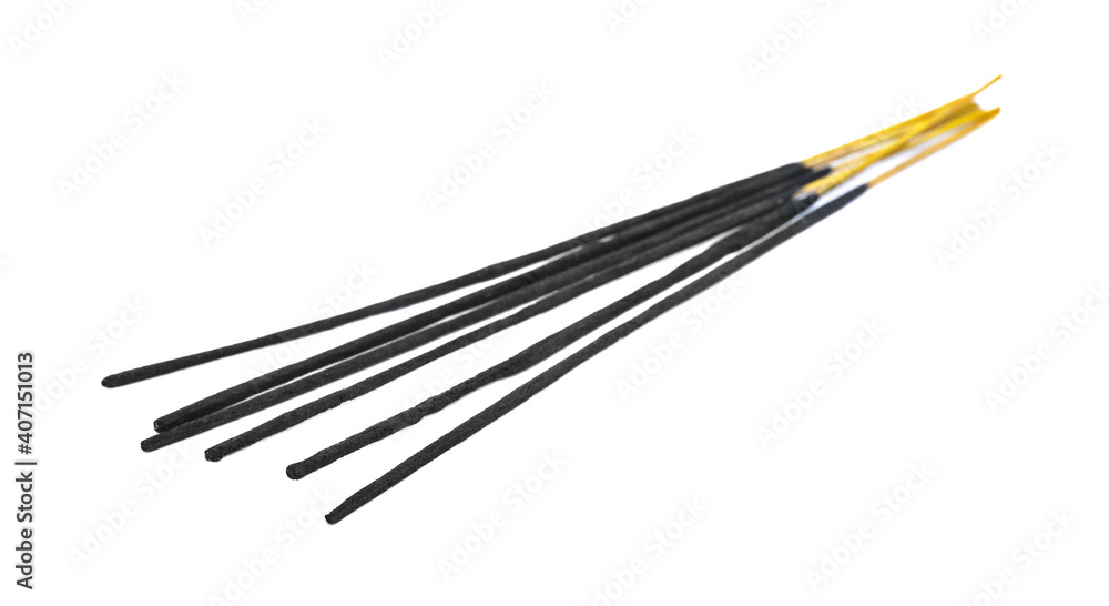 Many aromatic incense sticks on white background Many aromatic incense sticks on white background