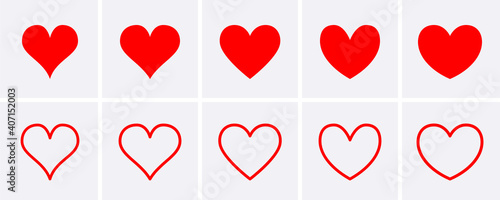 Valokuva Red heart Icons set.