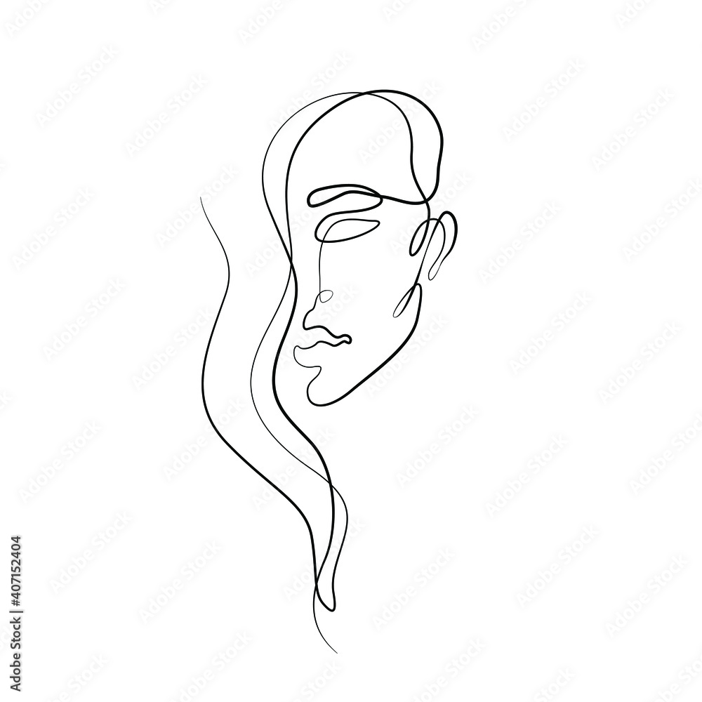 Woman abstract portrait, continuous line drawing, face of the girl is a single line on a white background, Vector illustration. Tattoo, print and logo design for a spa or beauty salon. Line art. Woman abstract portrait, continuous line drawing, face of the girl is a single line on a white background, Vector illustration. Tattoo, print and logo design for a spa or beauty salon. Line art.