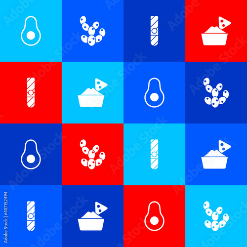 Set Avocado fruit, Cactus, Cigar and Nachos in bowl icon. Vector.