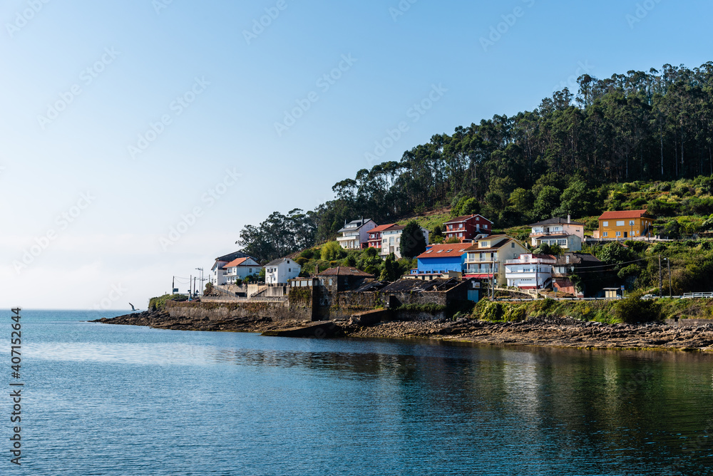 Beautiful view of the harbour of Muros a fisherman village in the estuary of Muros in Galicia, Spain