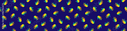 lgbt pattern seamless. lgbt web banner.Seamless pattern with rainbow handprints.Seamless pattern can be used for wallpaper, web page background, fabric, gift wrap,poster.LGBT community symbol pattern