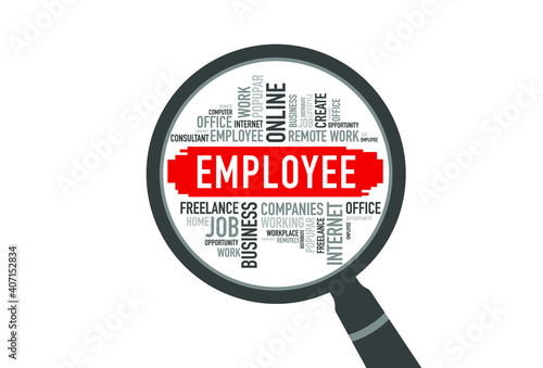 EMPLOYEE word cloud with magnifying
