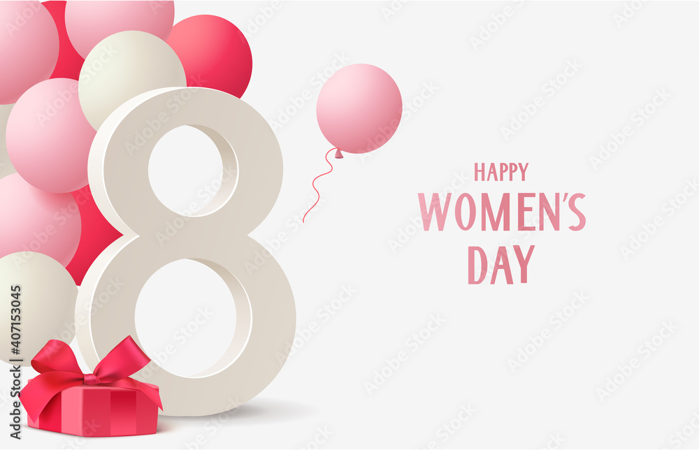 Gift Card For 8 March Women's Day, Vector Illustration Set Royalty