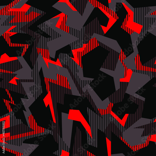 Geometric camouflage seamless pattern. Abstract modern military camo  background of polygons for fabric textile and vinyl wrap print. Endless vector illustration.