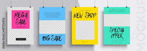 Big sale poster template. Can be used for poster, brochure, magazine, app, card, book, flyer, banner, anniversary. 