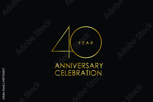 40 year anniversary red ribbon celebration logotype. anniversary logo with Red text and Spark light gold color isolated on black background, design for celebration, invitation - vector