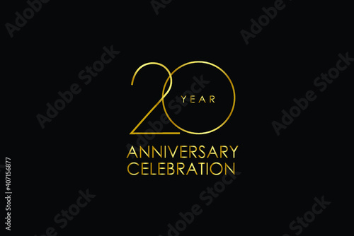 20 year anniversary red ribbon celebration logotype. anniversary logo with Red text and Spark light gold color isolated on black background, design for celebration, invitation - vector