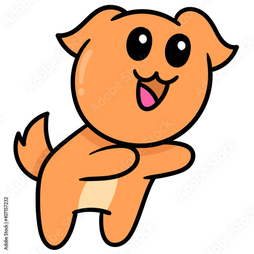 cute and spoiled puppy pet, doodle draw kawaii. vector illustration art
