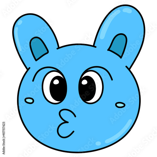 emoticon head cute creature expression pouting lips kissing character cute doodle draw. vector illustration