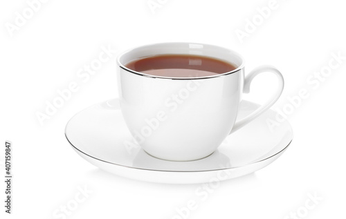Fototapeta Naklejka Na Ścianę i Meble -  Cup of fresh hot tea isolated on white