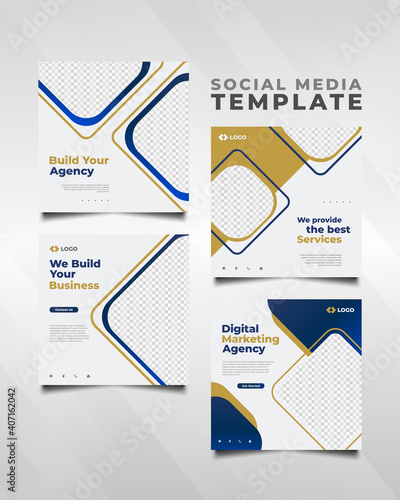 Digital marketing agency social media post template in modern and minimalist concept. Collection of business social media template