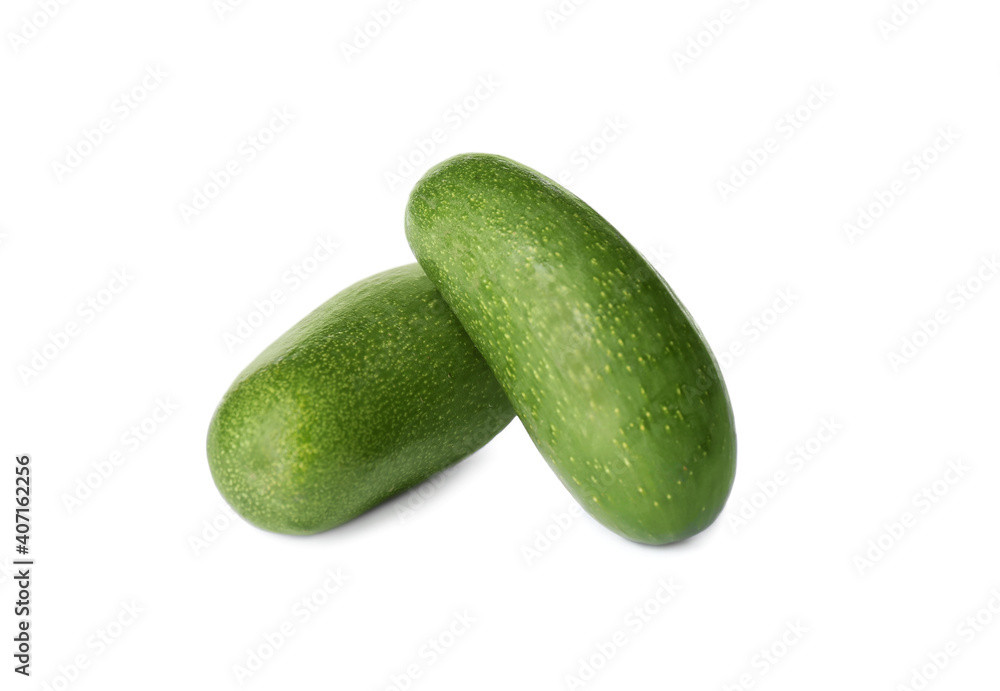 Fresh whole seedless avocados isolated on white Fresh whole seedless avocados isolated on white