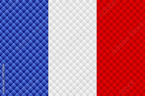 Mosaic flag of the France - Illustration, Three dimensional flag of France