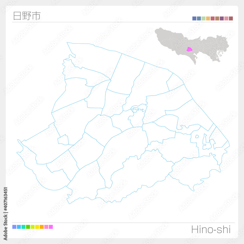 日野市・Hino-shi・白地図（東京都）